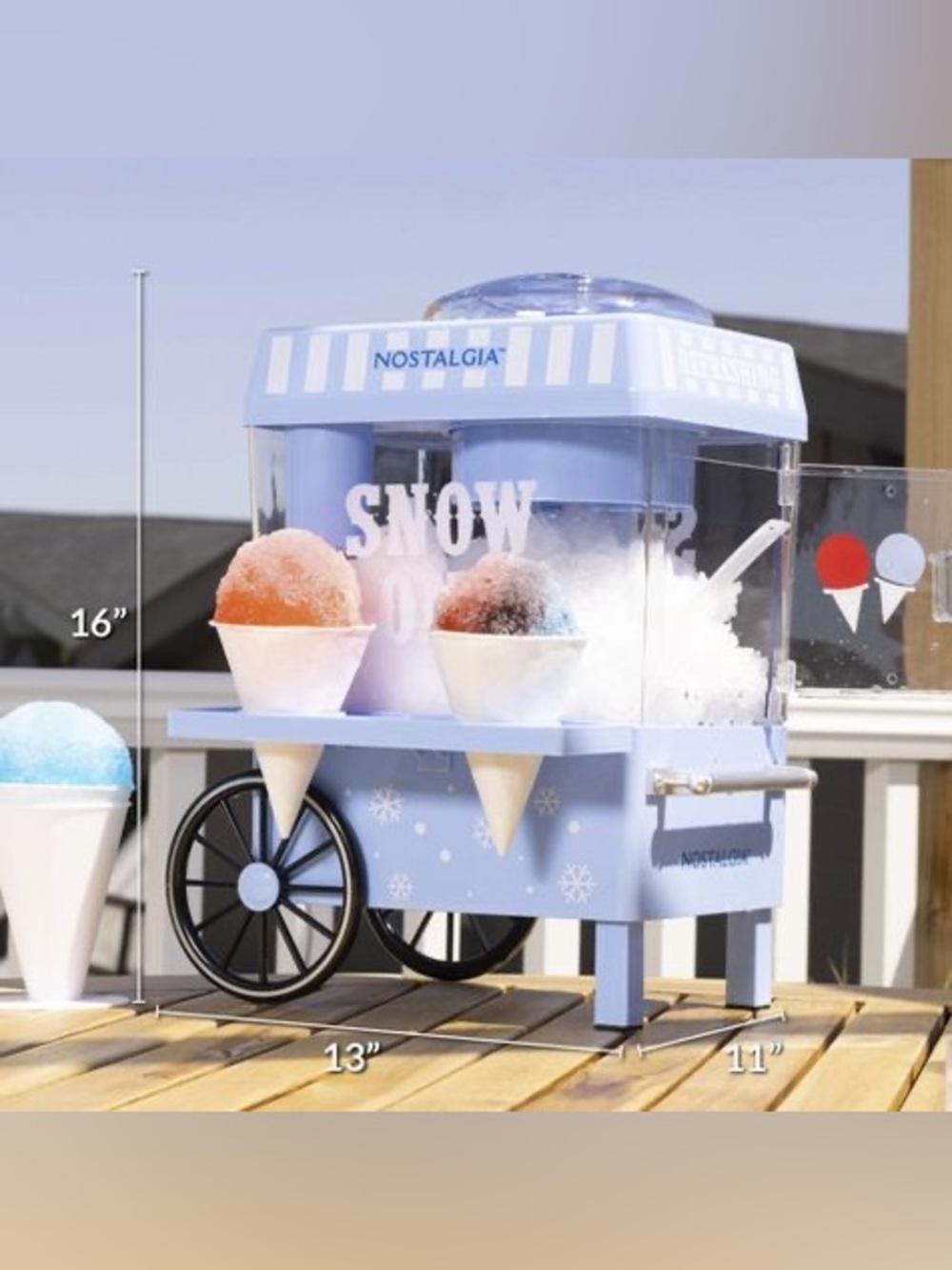 Nostalgia Light Blue Snow Cone Cart Machine - Picture 4 of 6
